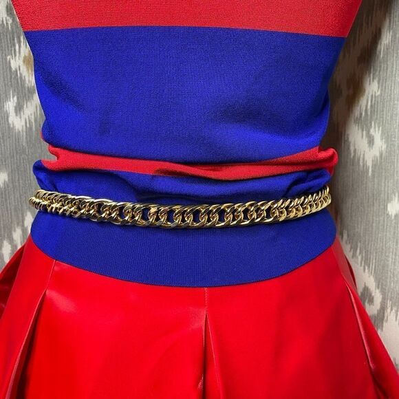 Ralph Lauren Ruby Red Silk Satin Pouf Bubble Ruffle Skirt - Picture 3 of 16